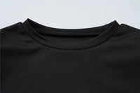 Metal Buckle O Neck High Waist Short Sleeve Mini Dress