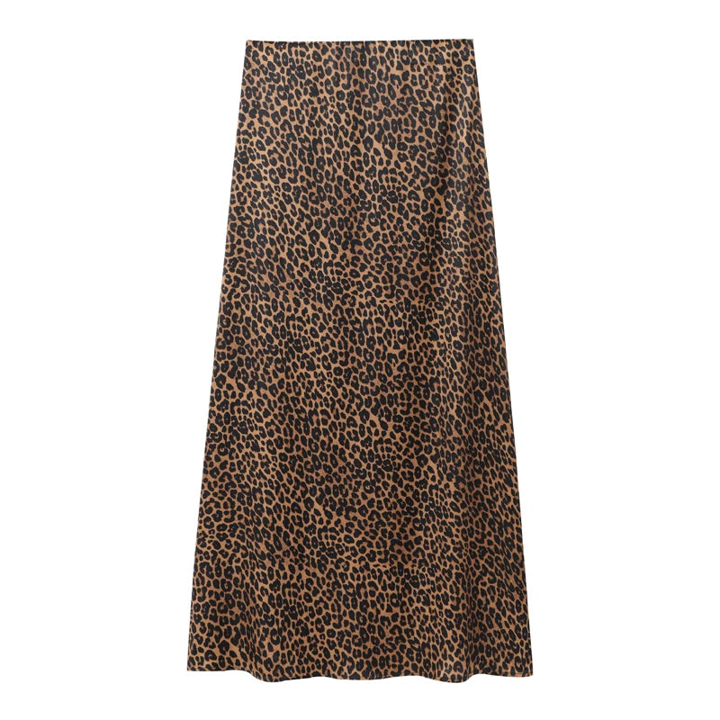 Leopard Print Long Skirt