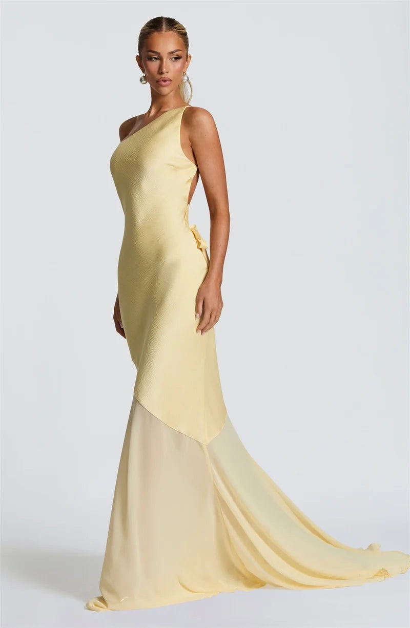 One Shoulder Backless Sexy Maxi Dress