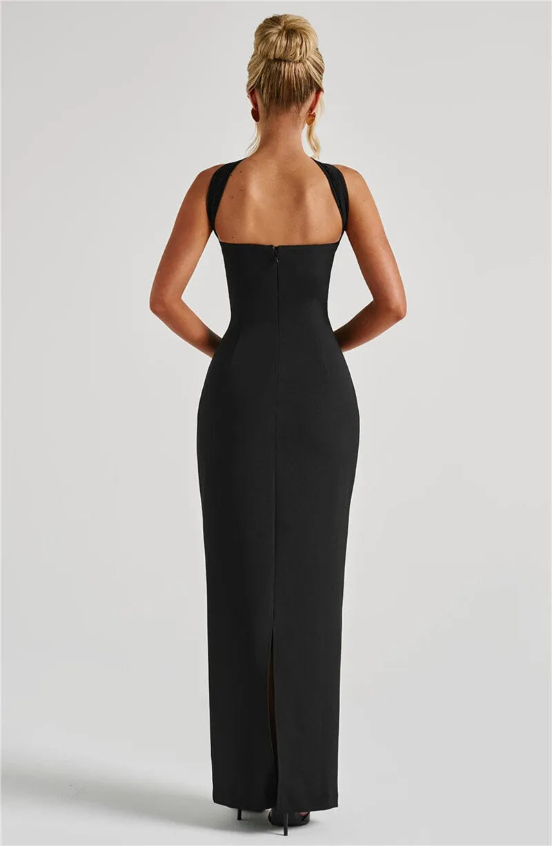 Scarf Collar Strapless Sexy Maxi Dress