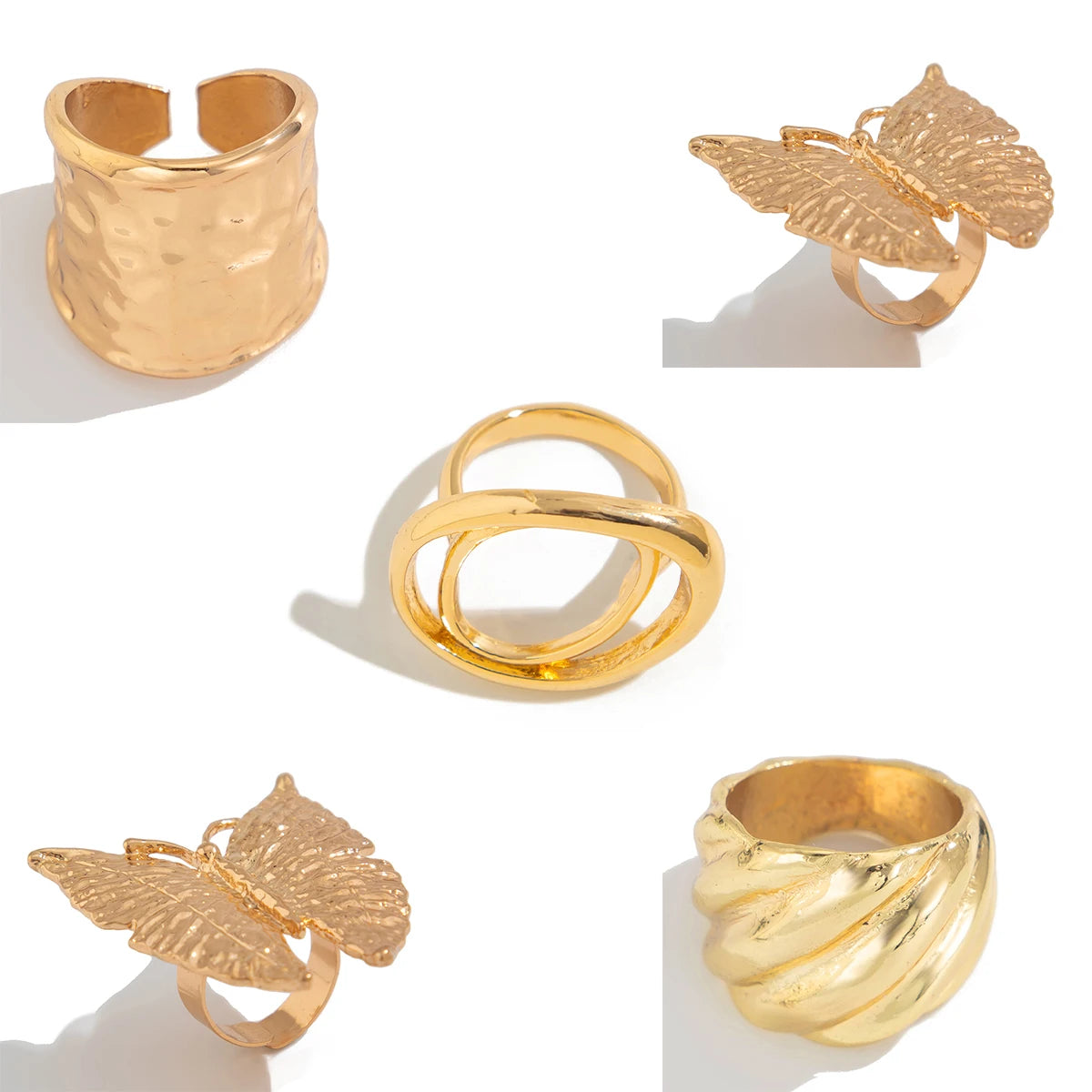 5 Styles Creative Boho Metal Butterfly Flower Ring