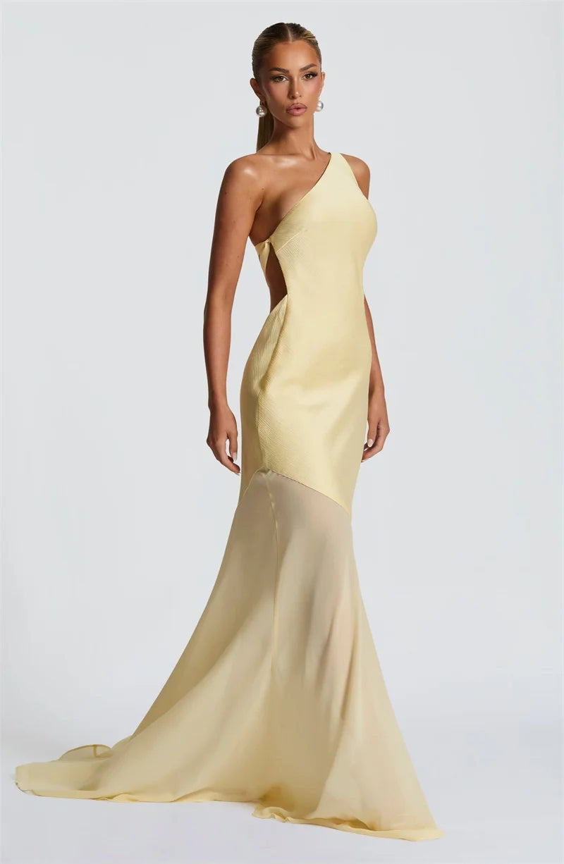 One Shoulder Backless Sexy Maxi Dress