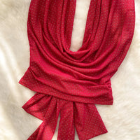 Halter Lace Up Backless Shiny Swing Collar Mesh Top