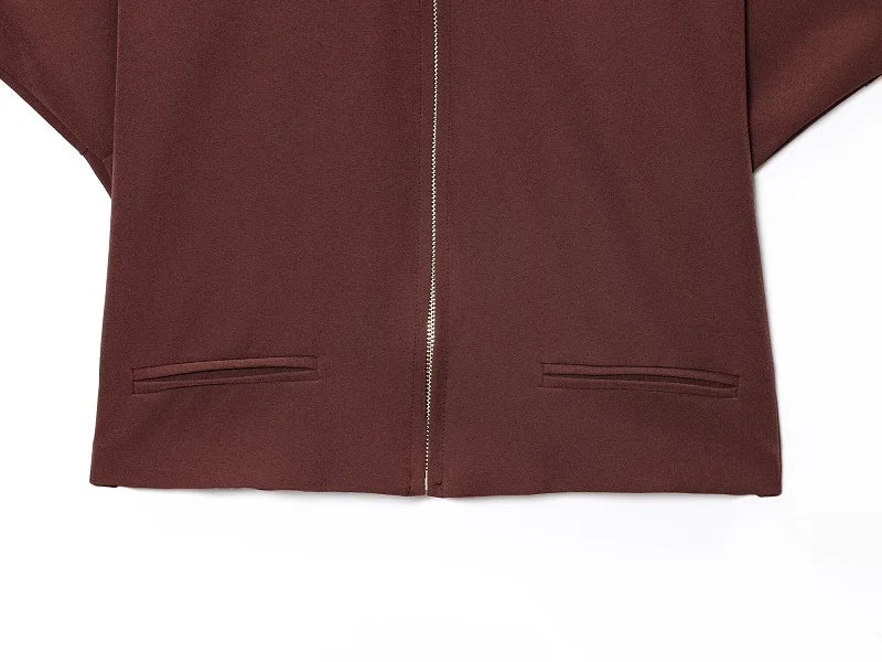 Short Sleeve Zipper Cropped Jacket