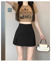 High-waisted A- line Split Short Skirt