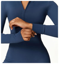 Long Sleeved One-piece Zipper Jumpsuit