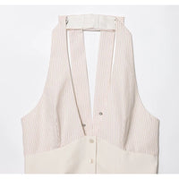 Striped Halter Backless Top Vest