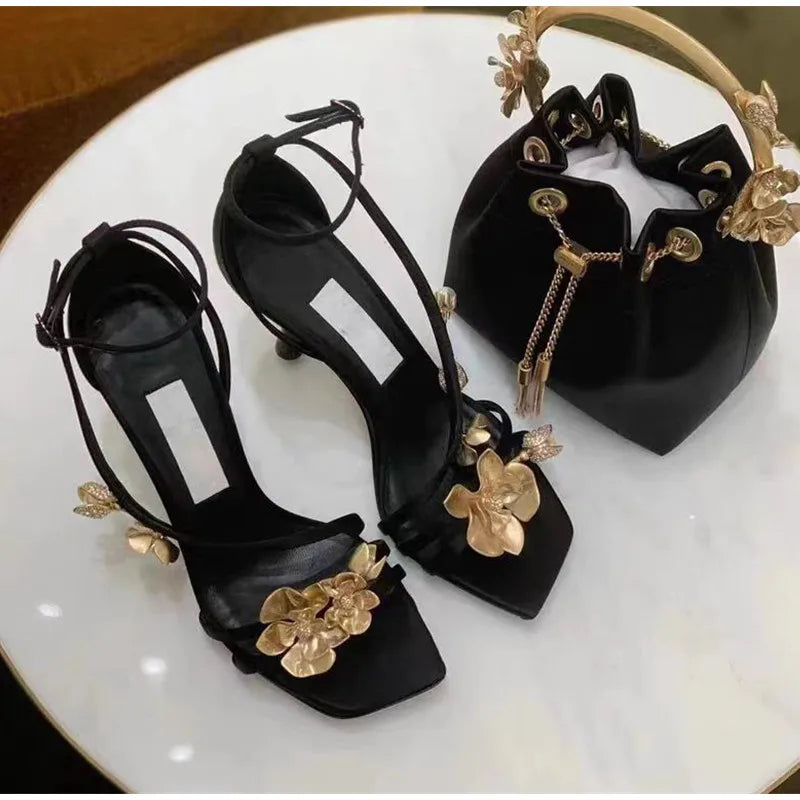 Star style Metal Flowers Stiletto High heels
