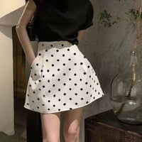 High Waist Polka Dot A-Line Puffy Mini Skirt