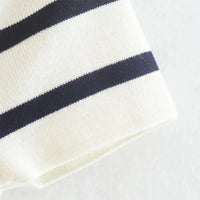 Striped Knitted Short Sleeve Crop Sweater