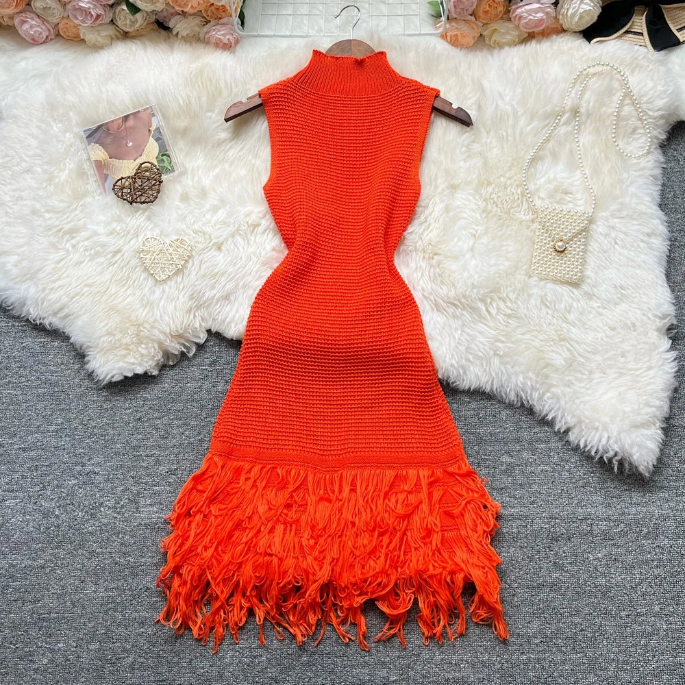 Tropical Flame Fringe Dress