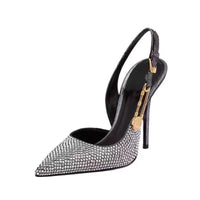 Luxury Rhinestone Sequined Buckle Pointed toe Slingback Stiletto