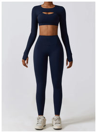 Crop Top Long Sleeve Leggings Set