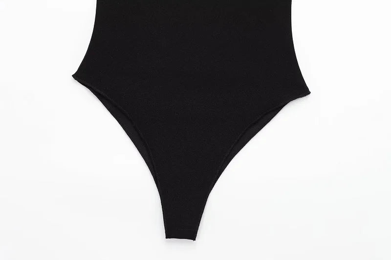 Black off Shoulder Sleeveless Bodysuit