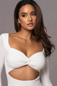 Hollow Out Long Sleeve Square Collar Bodysuit