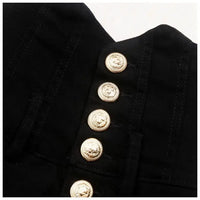 High Waist Single Breasted Tunic Solid Color Shorts