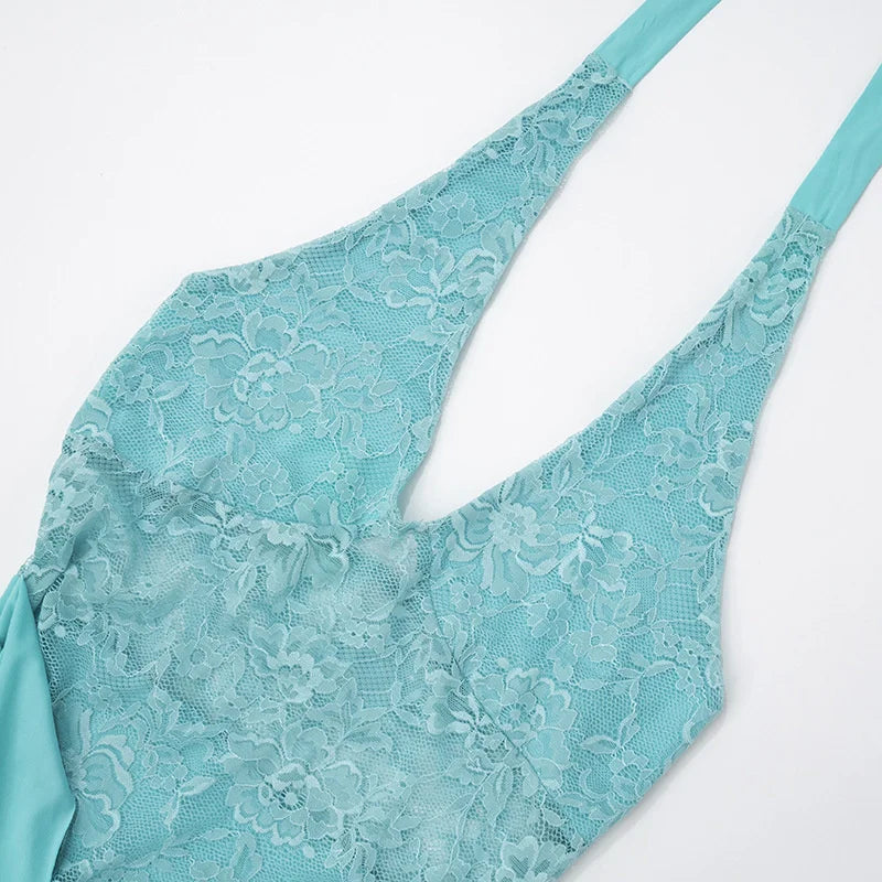 Halter Lace Sexy Patchwork Mini Dress