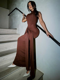 Half High Collar Irregular Tank Dress