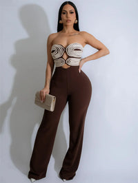 Strapless Hollow Out Wide Leg Jumpsuit