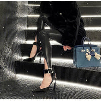 Luxury Satin Rhinestones Square Buckle Pumps