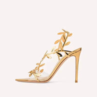 Gold Leaf Elegant Pointed Toe Thin High Heels