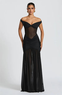 Off-shoulder Ruched Backless Sexy Maxi Dress