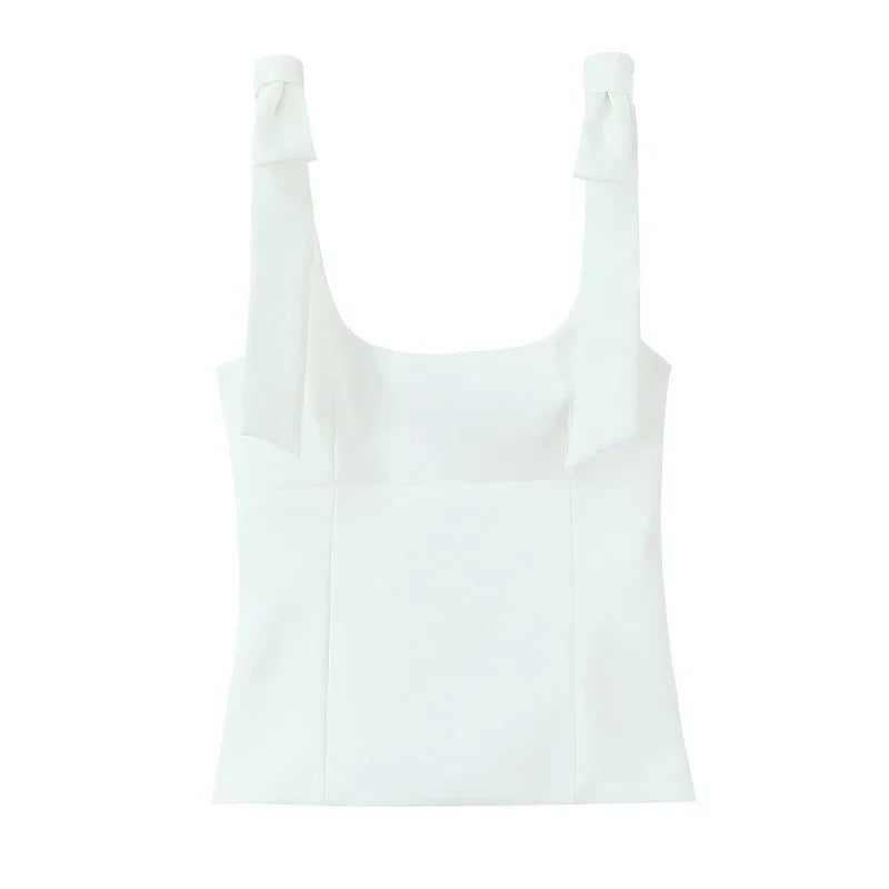 Shoulder Bow Sleeveless Top
