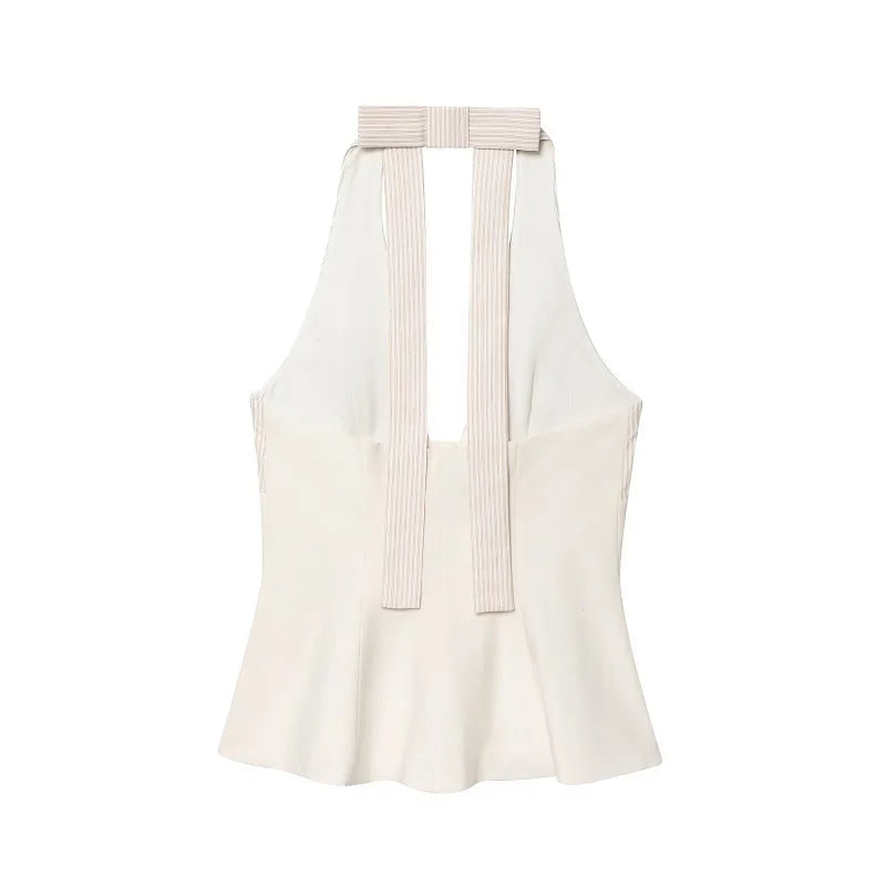 Striped Halter Backless Top Vest