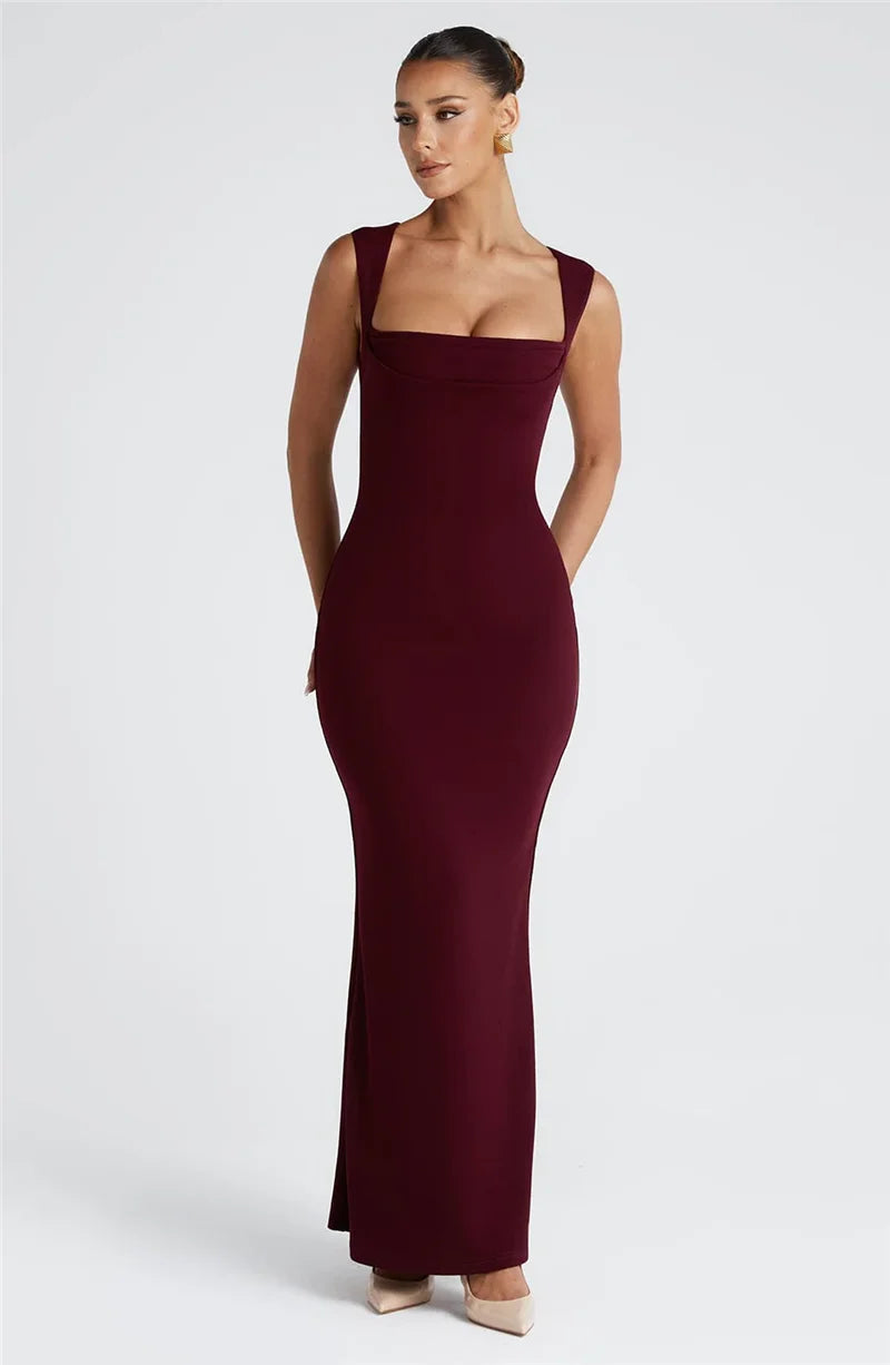 Square Collar Sleeveless Sexy Maxi Dress