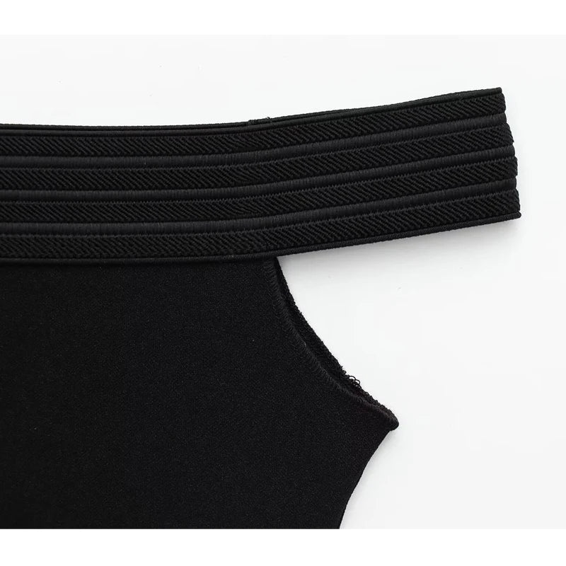 Black off Shoulder Sleeveless Bodysuit