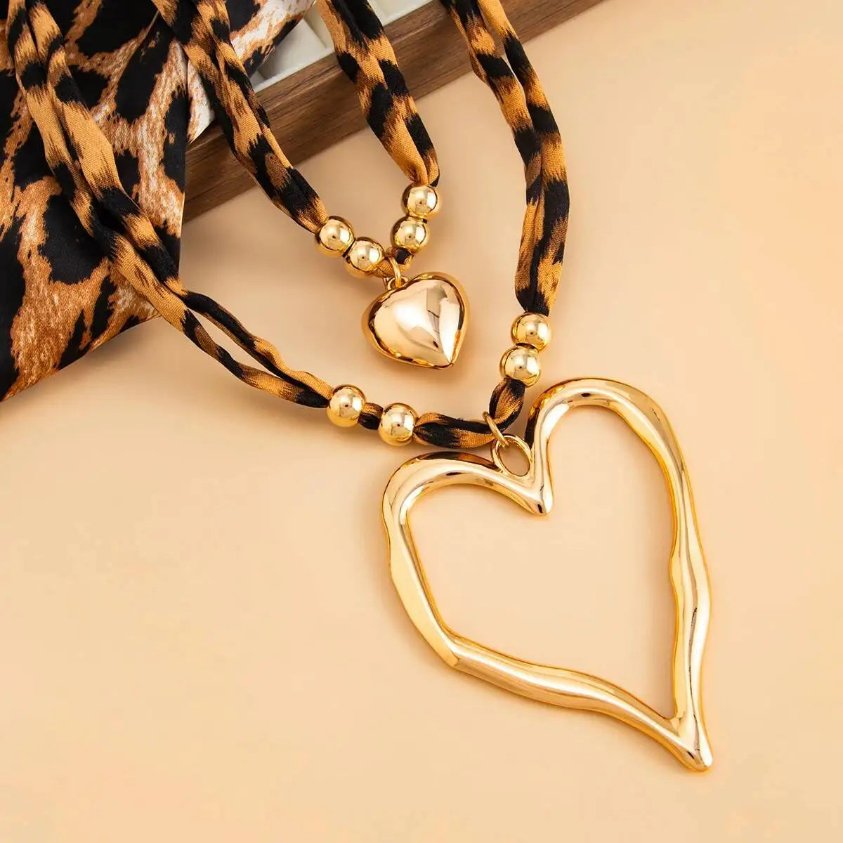 Leopard Print Heart Pendant Necklace