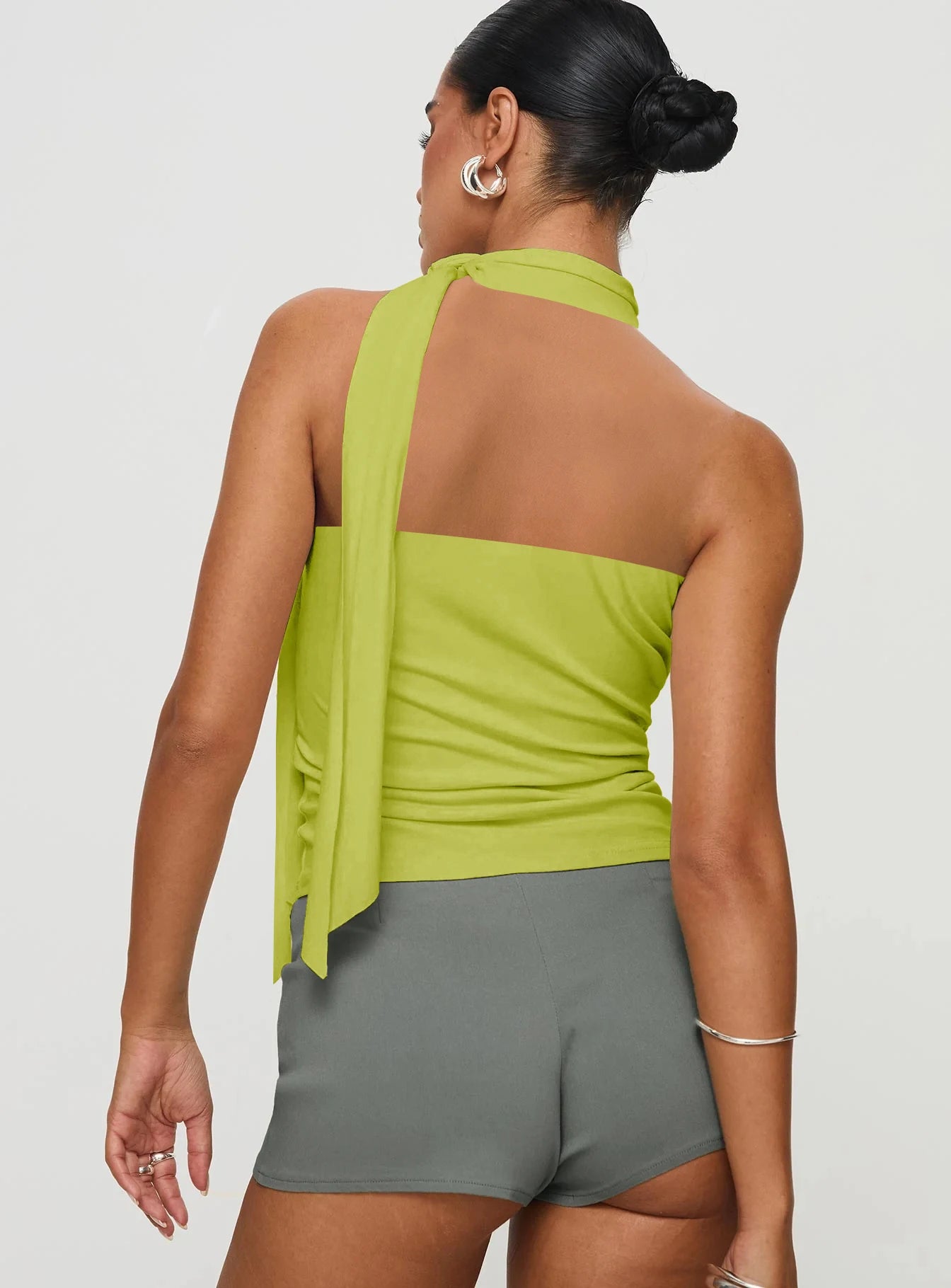 Sleeveless High Neck Tie Top