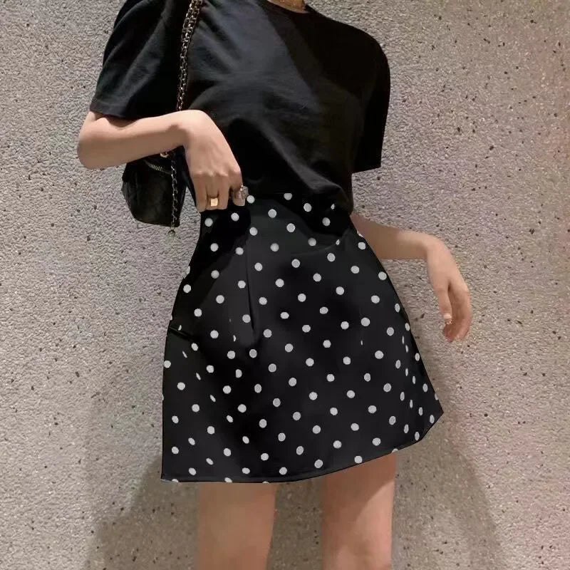 High Waist Polka Dot A-Line Puffy Mini Skirt