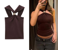 Halter Gold Ring Sleeveless Top