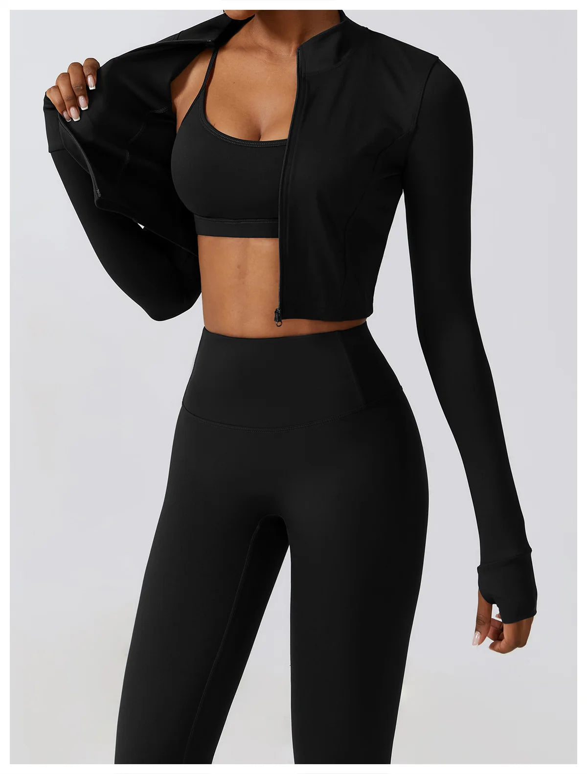 Crop Top Long Sleeve Leggings Set
