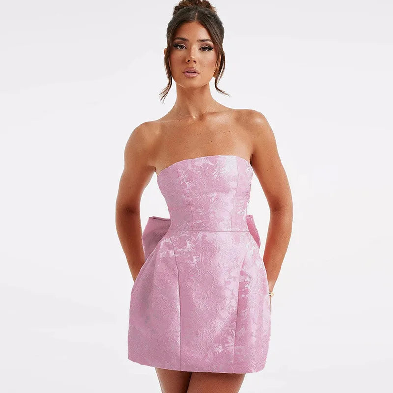 A-Line Strapless Bow Sexy Mini Dress