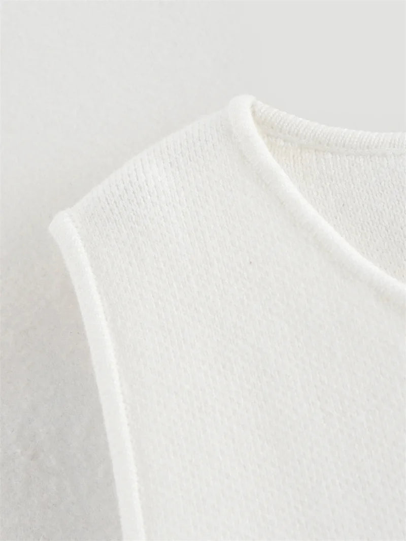 Cropped Sleeveless Knit Vest