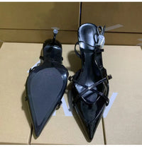 Elegant Pointed toe PU Leather Slingback Thin Heels