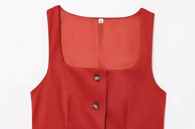 Sleeveless Button up Waistcoat Tank Top