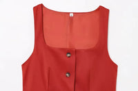 Sleeveless Button up Waistcoat Tank Top