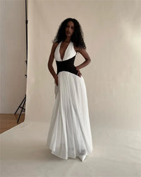 Halter Deep V Neck Backless Sexy Maxi Dress