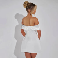 Off-shoulder Sequins Strapless Sexy Mini Dress