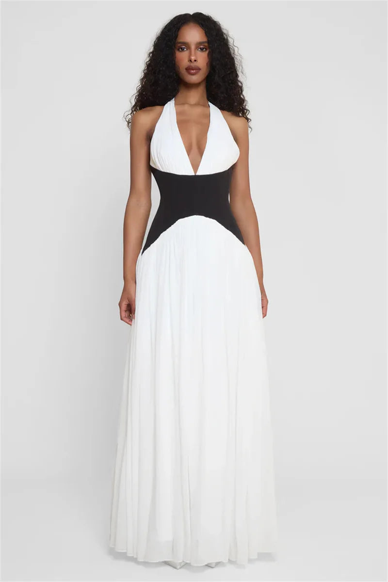 Halter Deep V Neck Backless Sexy Maxi Dress