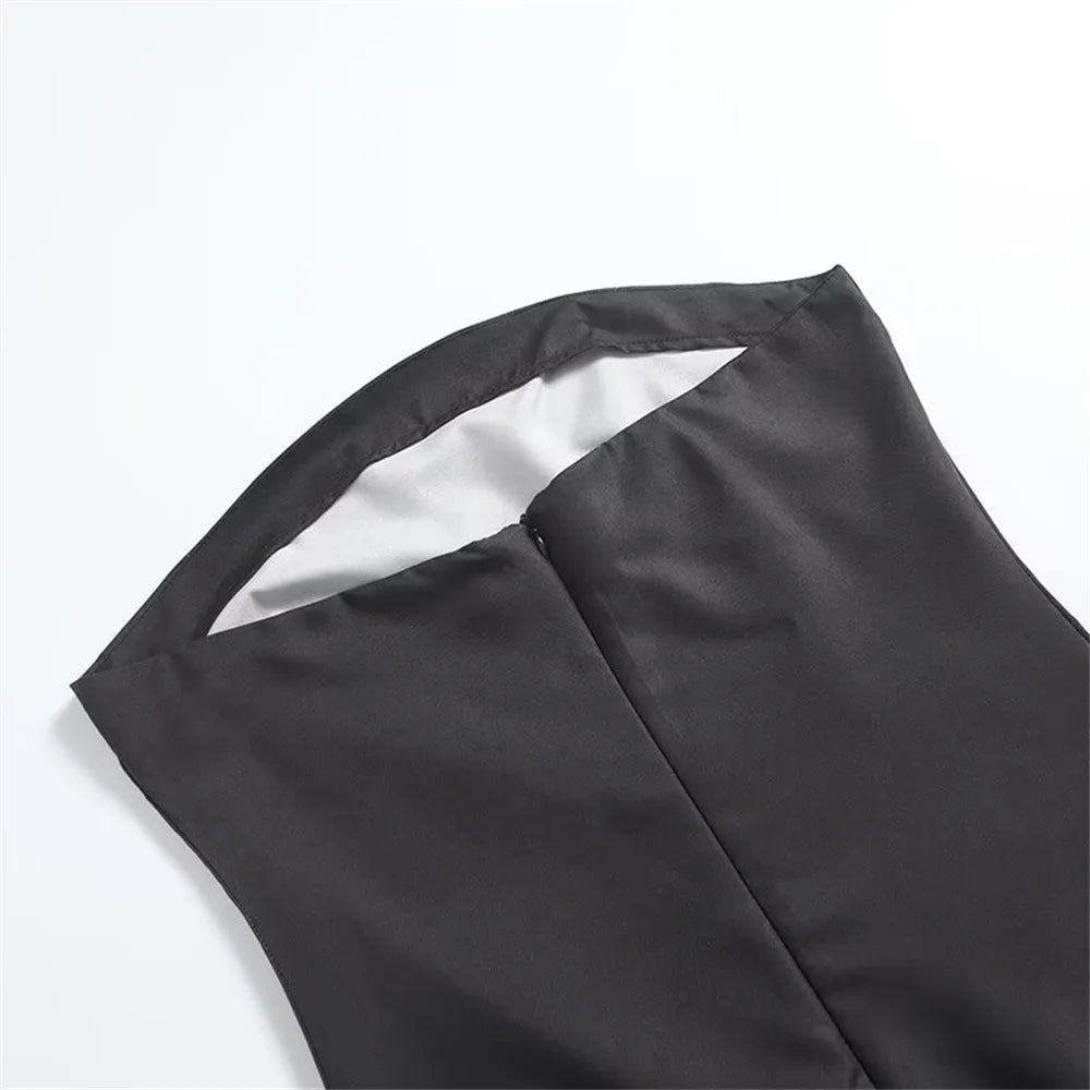 Strapless Backless Printed Long Dress