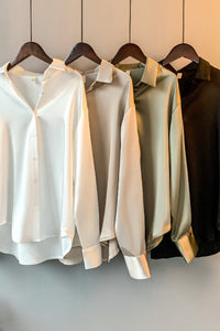 Overshirt Satin Korean Style Shirt