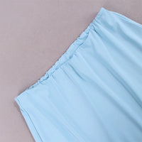 Square Collar Full Sleeve Crop Top+Mini Skirt Set