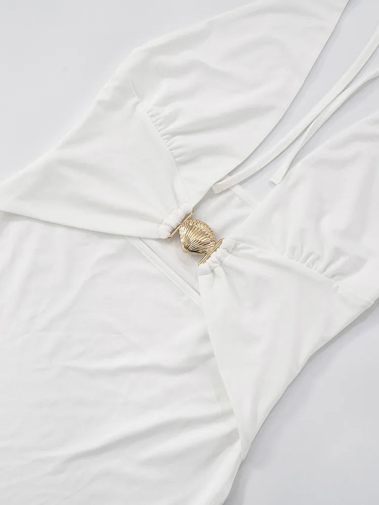 Hollow Out Deep V Neck Sexy Mini Dress