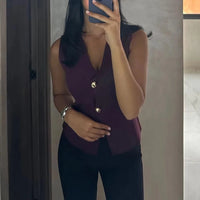 Cropped Sleeveless Knit Vest Top