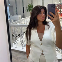 Short Sleeve Knitwear Cropped Cardigan