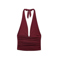 Sexy Ruched Backless  Halter Crop Top